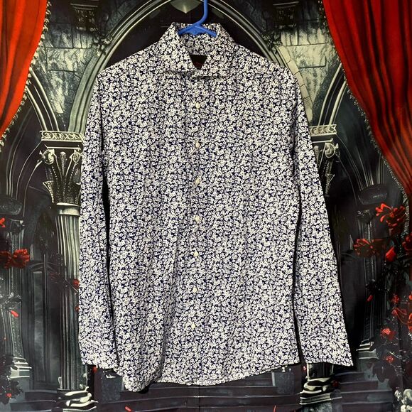 Ben Sherman Dress Shirt Men 15/32-33 White Floral Summer Vacation Resort Outdoor - Picture 1 of 9
